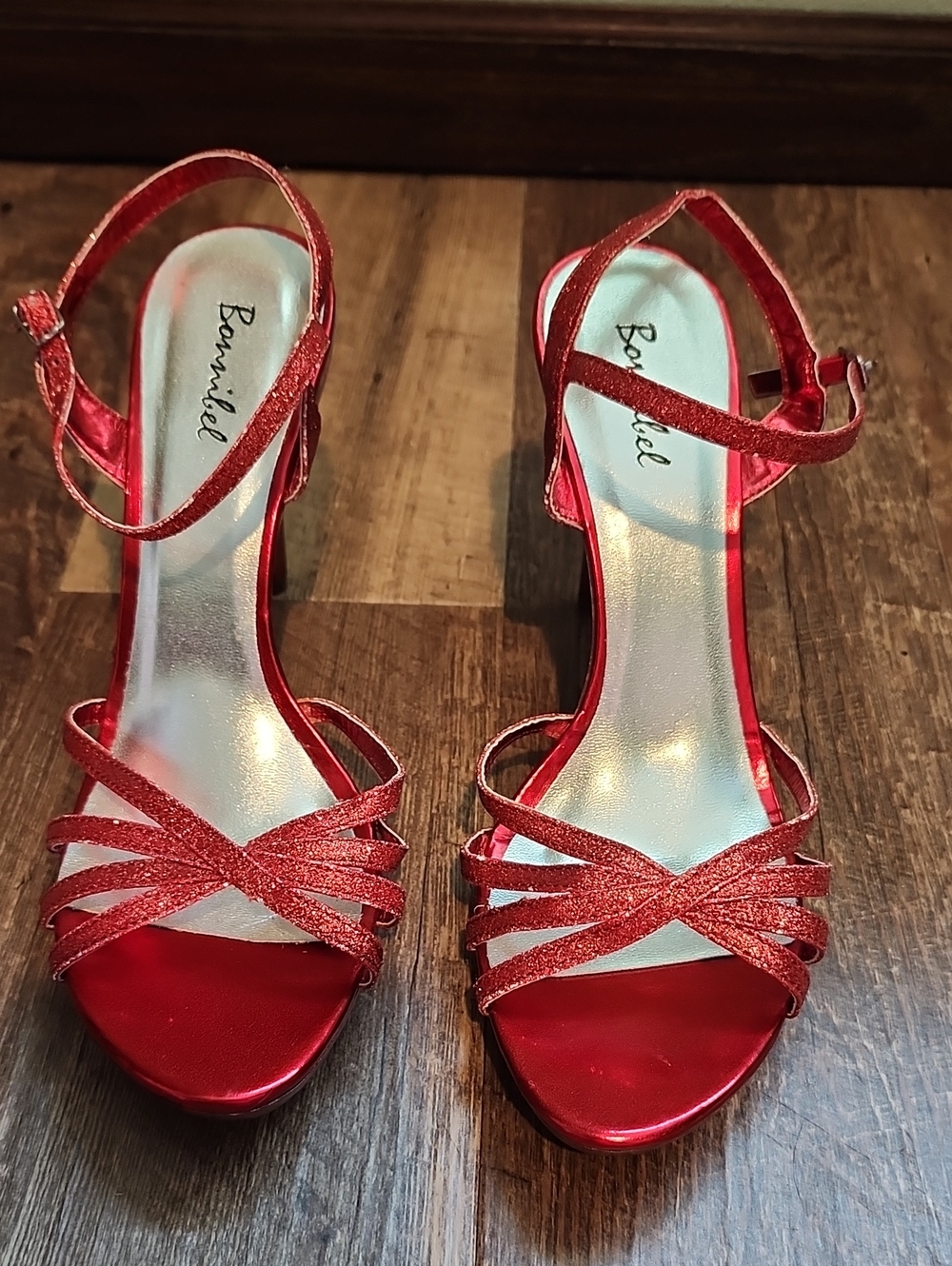 Bonnibel Glitter Red Strappy High Heels